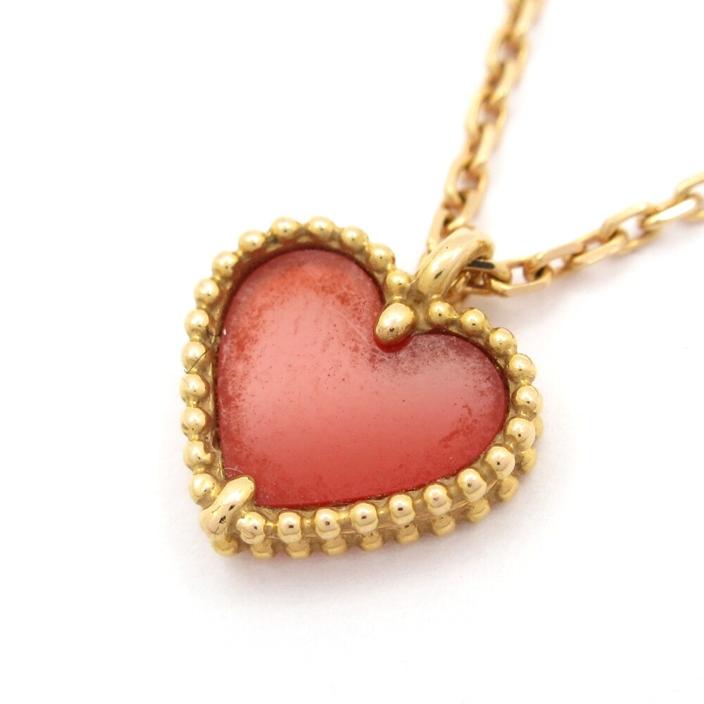 Van Cleef & Arpels Sweet Alhambra Heart Necklace 18K Rose Gold Red Carnelian